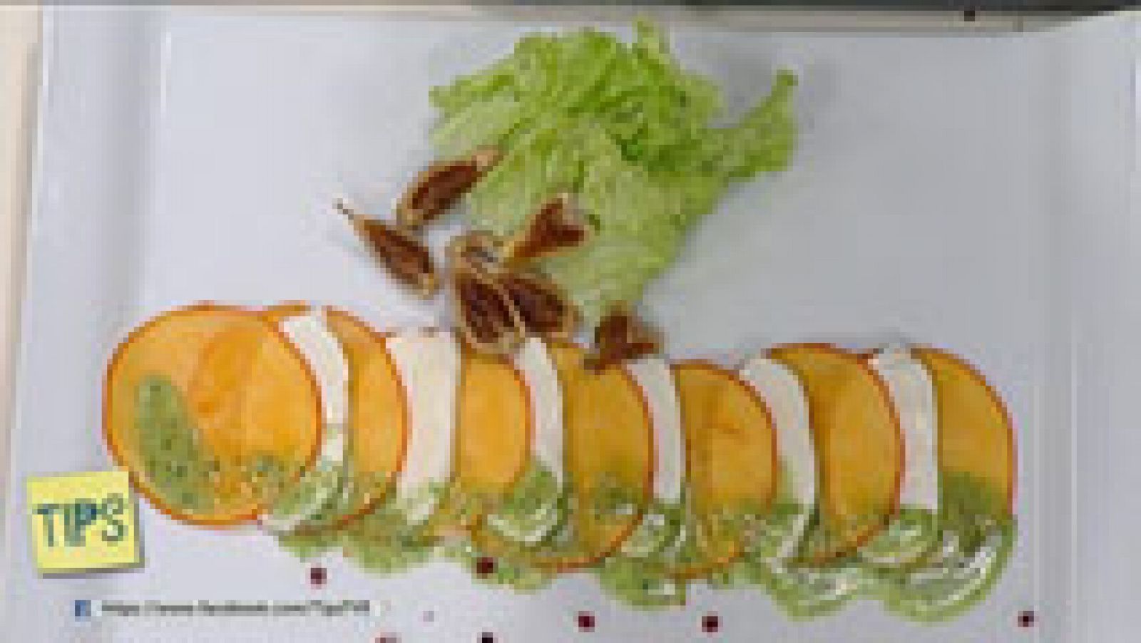 TIPS - Cocina - Ensalada de persimón, queso y albahaca