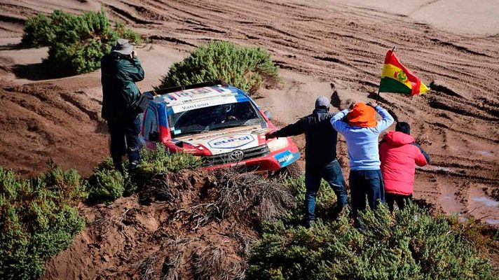 Telediario 1 - Se suspende la novena etapa del Dakar por mala situación climatológica