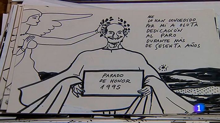 Telediario 1 - Mas de 5000 dibujos y caricaturas del archivo personal de Chumy Chúmez  se incorporan a la BNE