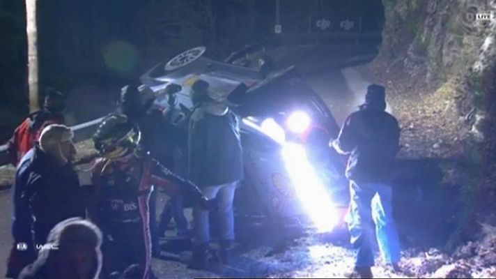 Telediario 1 - Muere un espectador español durante la primera especial del Rally de Montecarlo