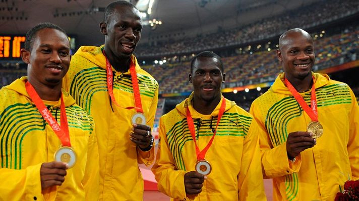 Telediario 1 - Bolt pierde el oro de relevos de Pekín 2008 por dopaje de Carter