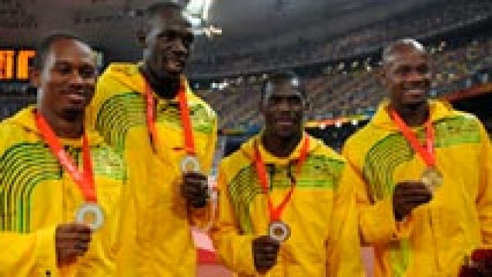 Telediario 1 - Bolt pierde el oro de relevos de Pekín 2008 por dopaje de Carter