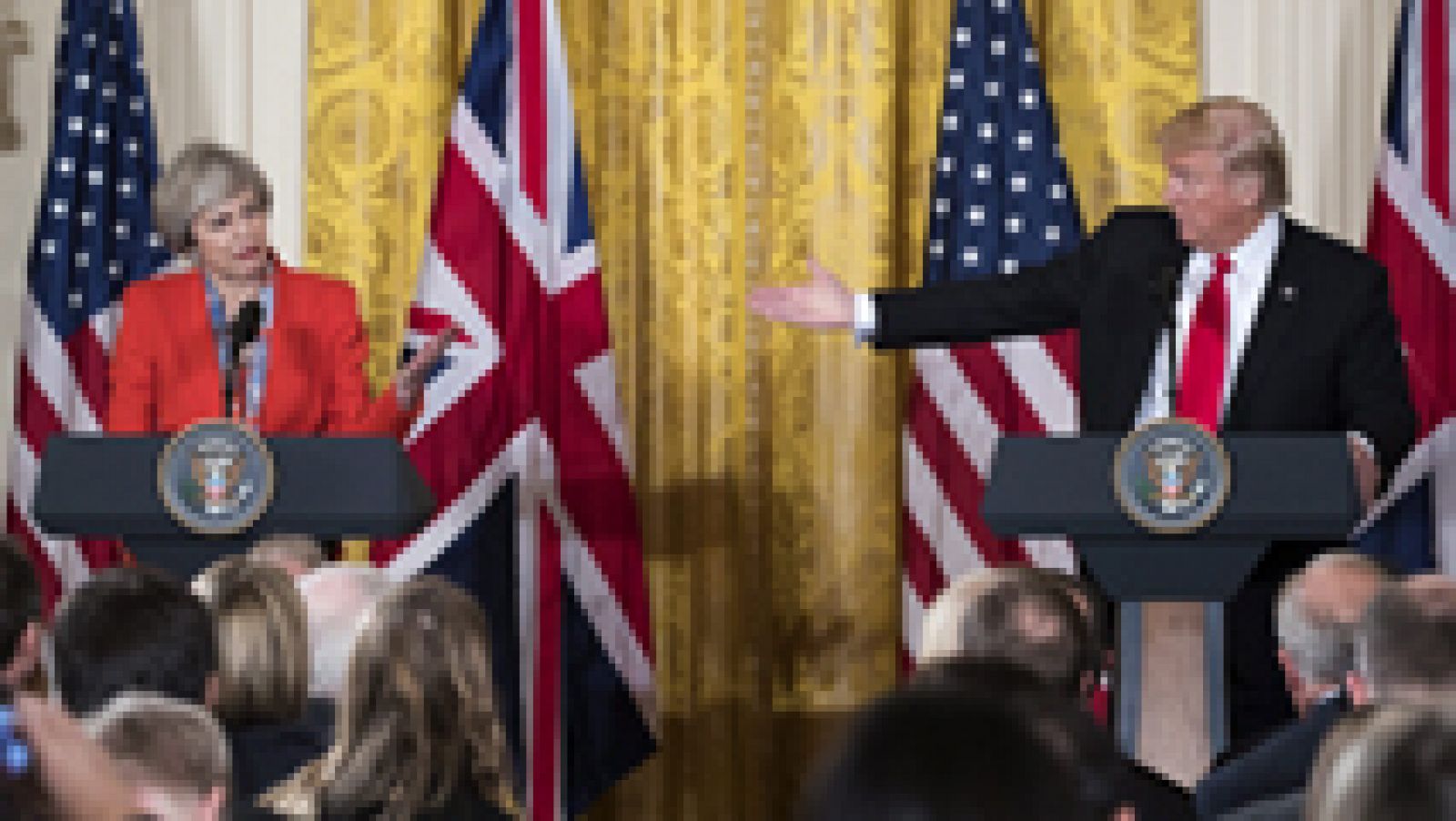 Theresa May y Donald Trump comparecen ante los medios en Washington tras su reunión