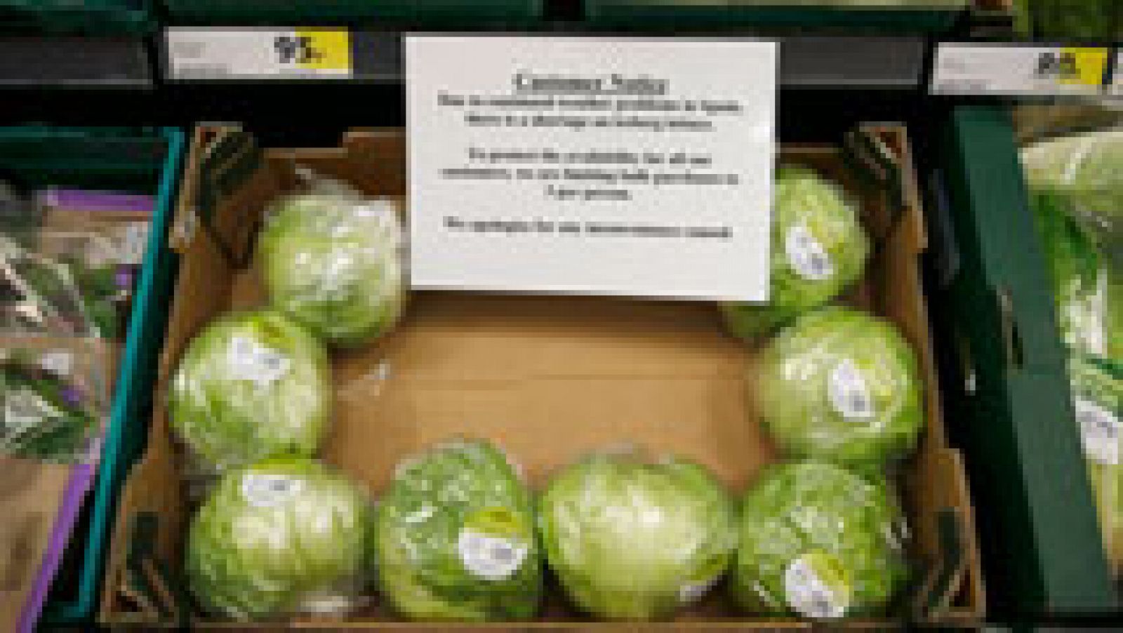 Telediario 1: Supermercados británicos limitan la compra de verduras y hortalizas por persona ante la escasez | RTVE Play