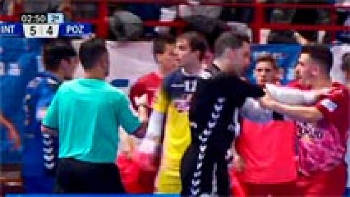 Telediario 1 - Tangana en el clásico del fútbol sala entre el Movistar Inter y ElPozo Murcia