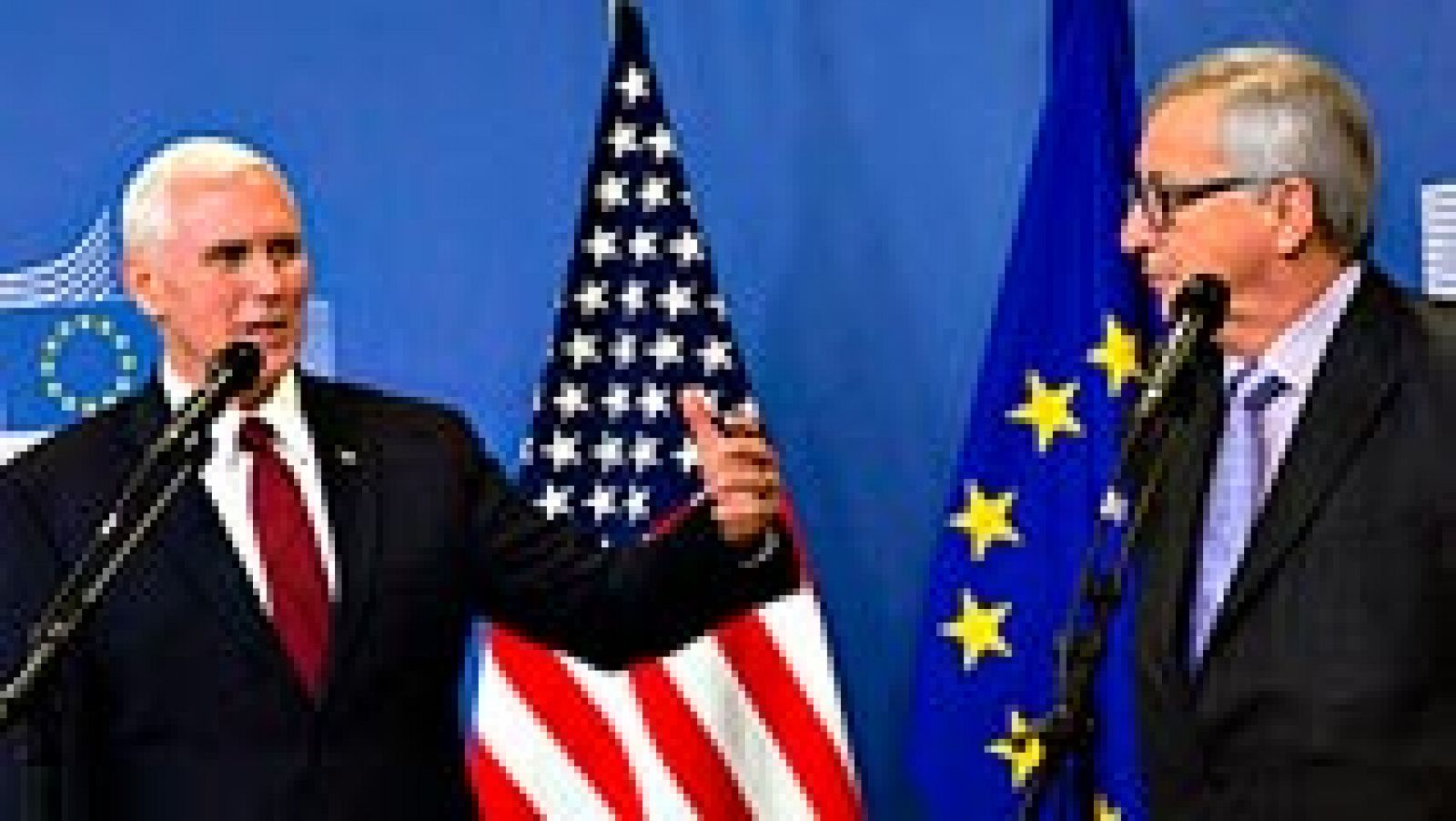 Telediario 1: El vicepresidente de EE.UU. subraya el "fuerte compromiso" de Trump con la UE en su primera visita a Bruselas | RTVE Play