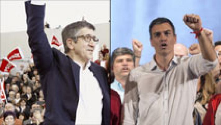 Telediario 1 - Patxi López y Pedro Sánchez defienden sus candidaturas a liderar el PSOE en diferentes actos
