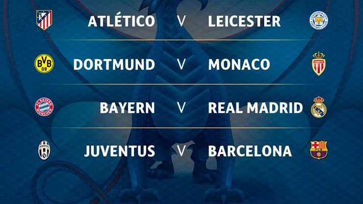 Telediario 1 - El Atlético se enfrentará al Leicester, el Madrid al Bayern y el Barça a la Juve