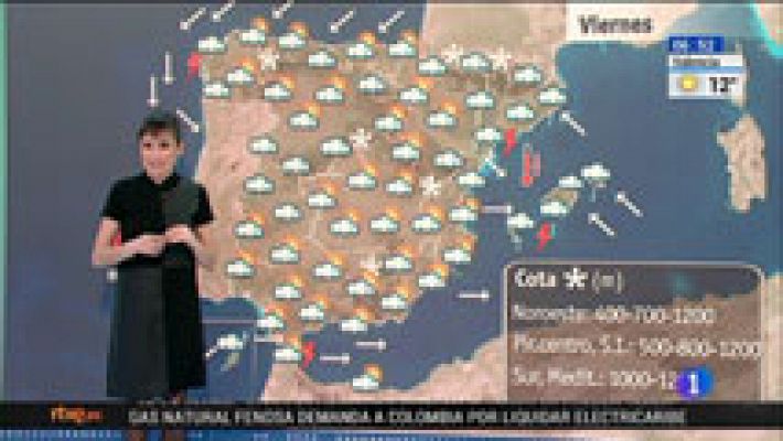 Nieve en muchos lugares y lluvias fuertes en Cataluña y Baleares para este viernes 