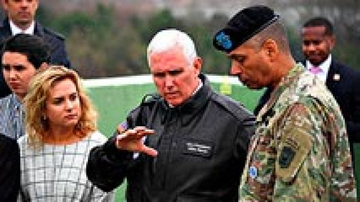 Telediario 1 - El vicepresidente de EE.UU. visita la frontera entre la dos Coreas y avisa a Pyongyang de que no tense la cuerda