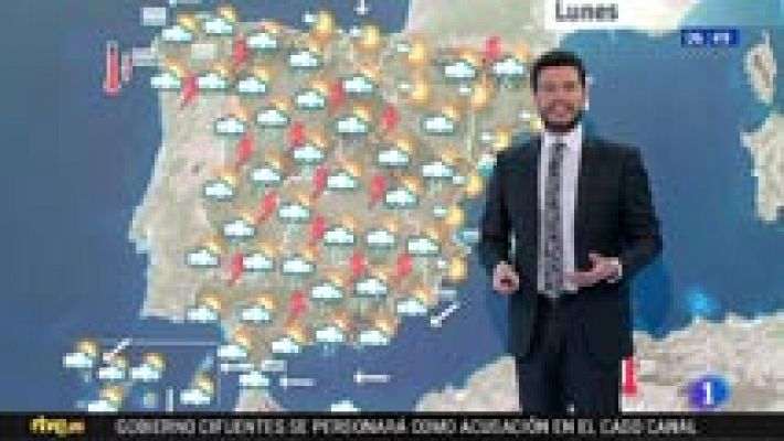 El tiempo - Tormentas en las dos mesetas y el Cantábrico en el arranque de la semana