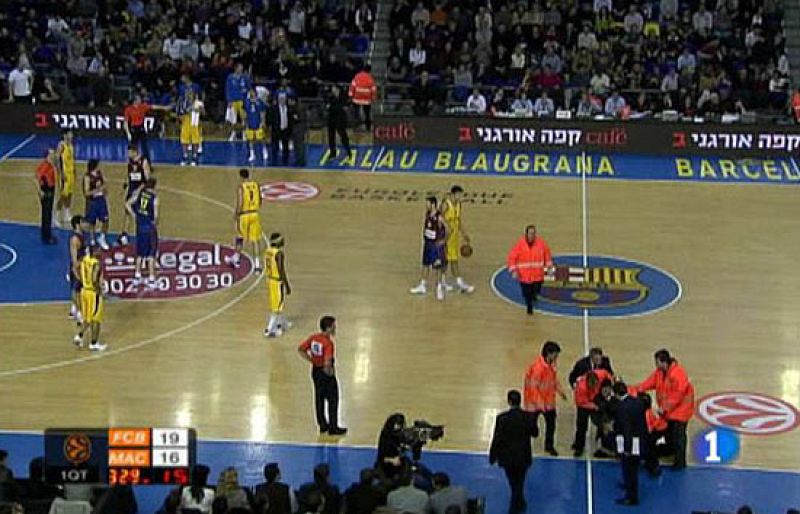 El Barça se efrentaba al Maccabi de Tel Aviv en el segundo partido de la Euroliga. Unos aficionados han interrumpido el partido con protestas a favor de Palestina.