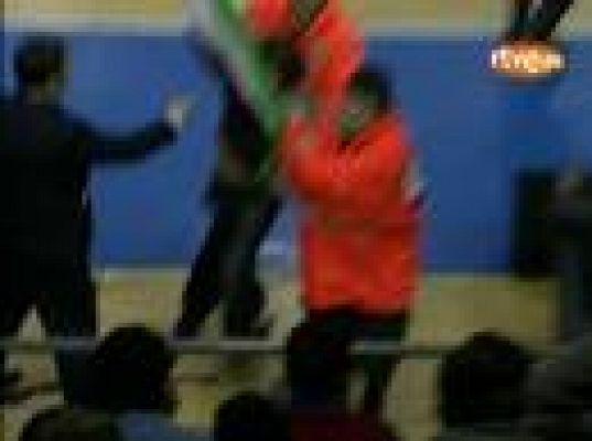 Baloncesto en RTVE - Banderas propalestinas en el Palau