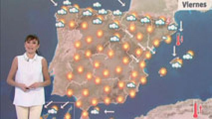 Poco nuboso en casi todo el pais y temperaturas en descenso en el este peninsular