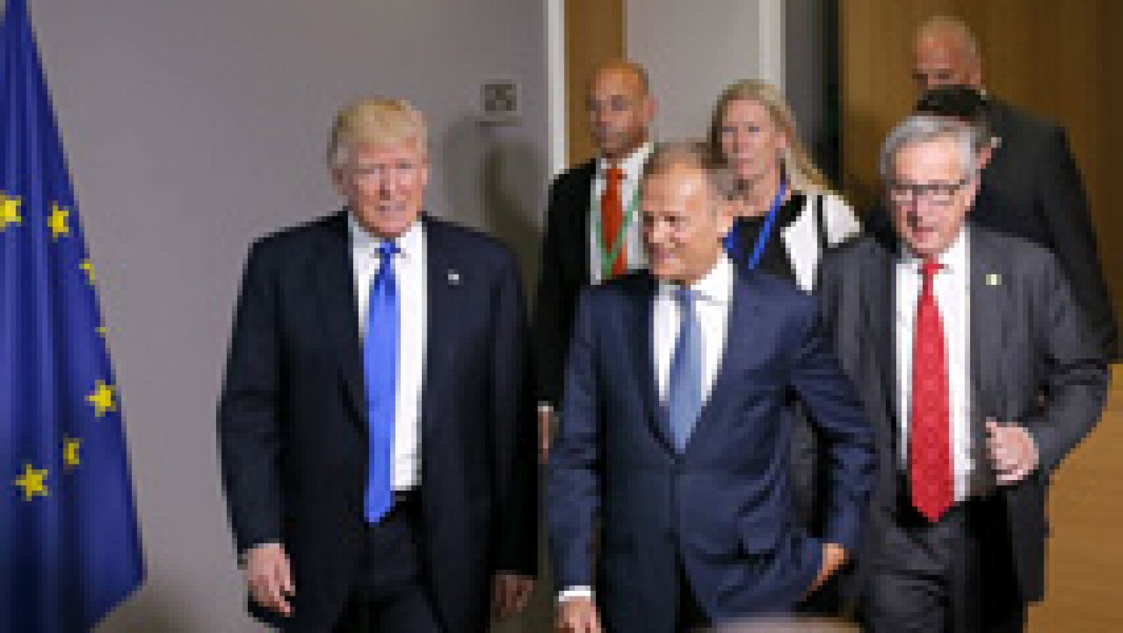 Telediario 1: Donald Trump se reúne con los líderes europeos en Bruselas | RTVE Play