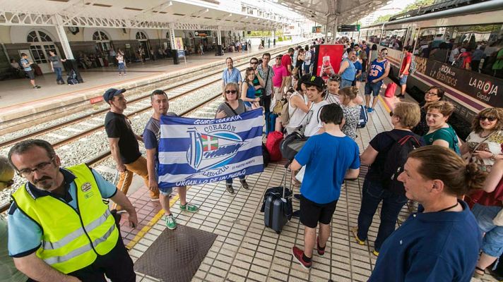 Telediario 1 - Los aficionados del Alavés y el Barça llegan a Madrid con medidas de seguridad reforzada
