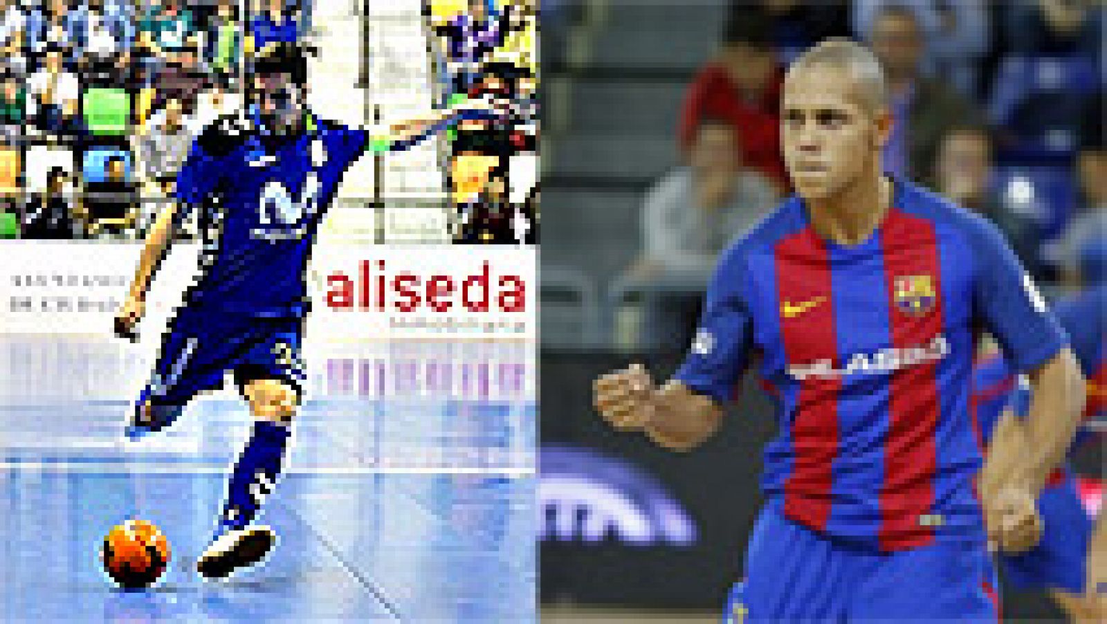 RTVE.es junta al capitán del Movistar Inter y al pívot del FC Barcelona Lassa antes de la final de la Liga Nacional de Fútbol Sala.