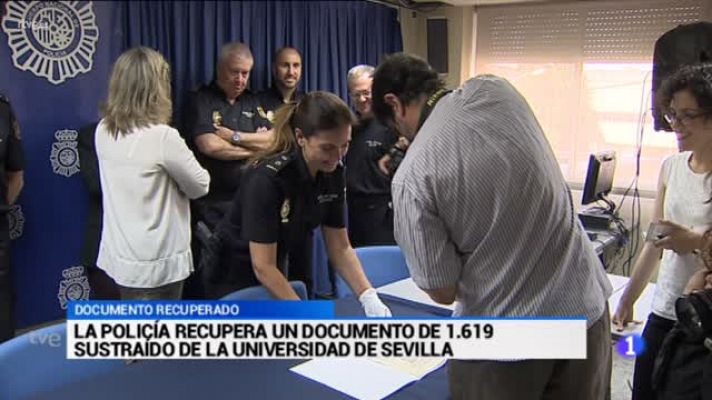 La Universidad de Sevilla ya tiene en su poder el documento de 1619 que había sido sustraído.