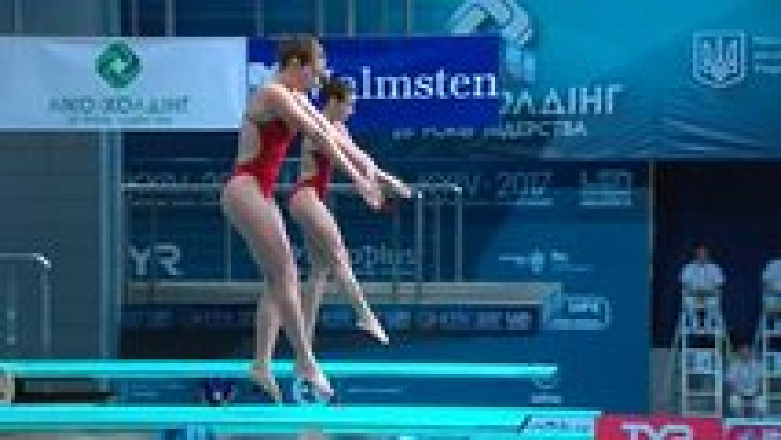 Natación: Saltos 'Campeonato Europa'. Final 3MT Sincro Femenino  | RTVE Play