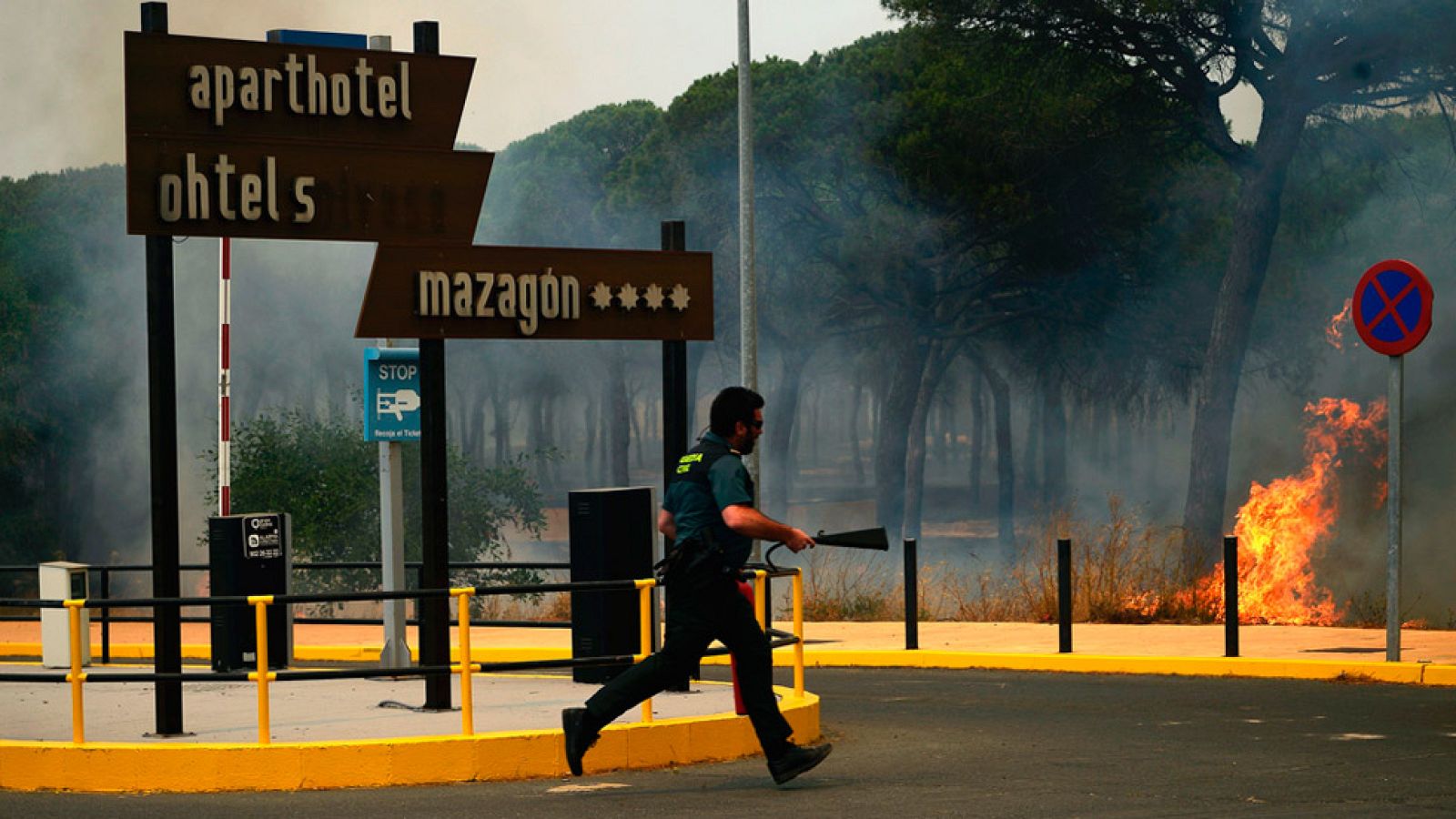 Doscientos sesenta profesionales luchan contra los cautro focos del incendio de Mazagón y Moguer