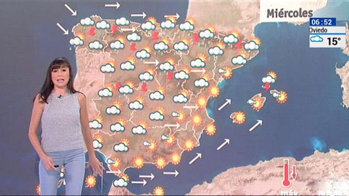 El tiempo - Temperaturas en descenso en el norte e interior peninsular y fuertes tormentas en el norte