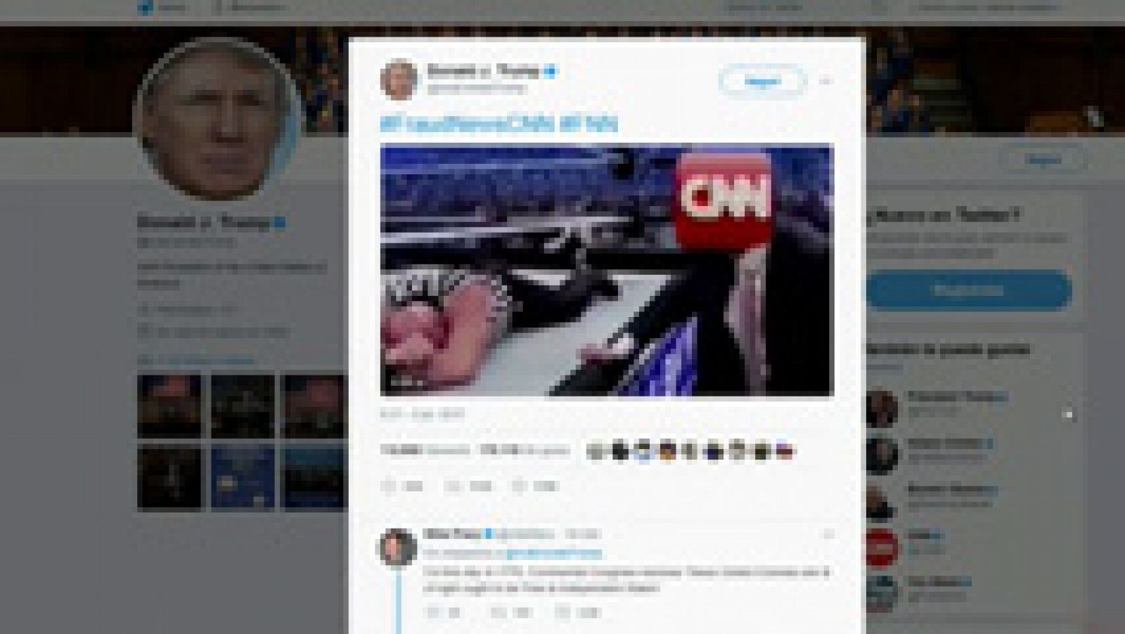 Informativo 24h: Trump tuitea un vídeo en el que golpea a un hombre con el logo del canal CNN | RTVE Play