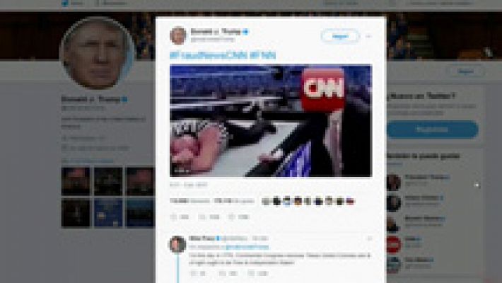 Trump tuitea un vídeo en el que golpea a un hombre con el logo del canal CNN