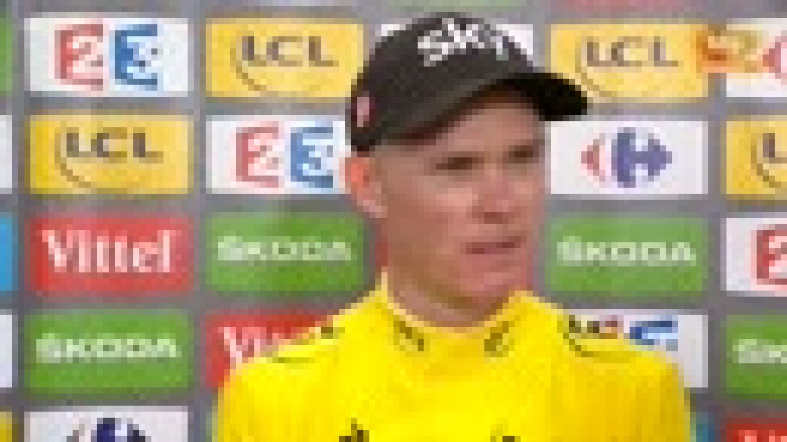 Primer final en alto de la edición de 2017 y el británico Chris Froome luce ya el maillot amarillo de líder.