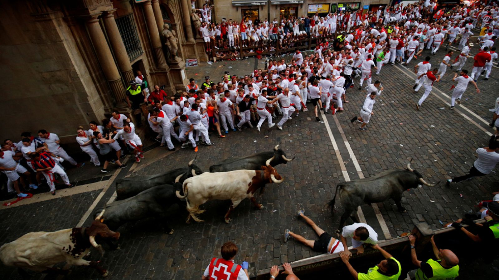 Cuatro toros de la ganadería José Escolar han comenzado la carerra de manera veloz y perfectamente hermanados