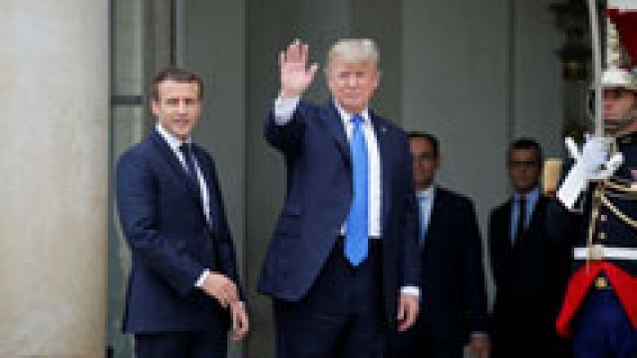 Telediario 1 - Trump llega a París para acercar posturas con Macron en plena tormenta por la trama rusa