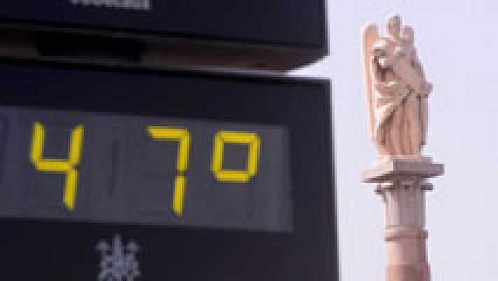 Telediario 1 - Lo peor se espera en el sur peninsular pero es un día de muchísimo calor en prácticamente toda la península salvo en el tercio norte