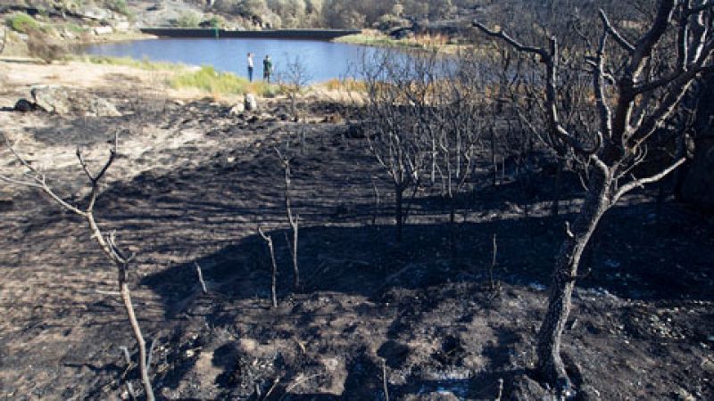 Los equipos de extinción refrescan los puntos calientes del incendio de Yeste