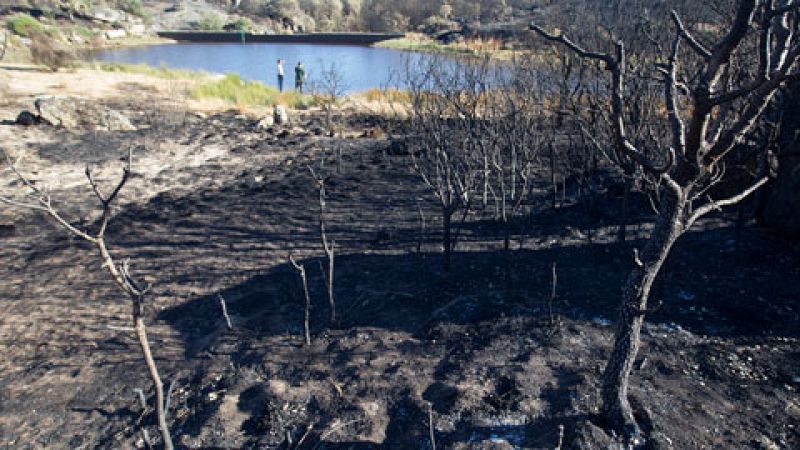 Los equipos de extincin refrescan los puntos calientes del incendio de Yeste