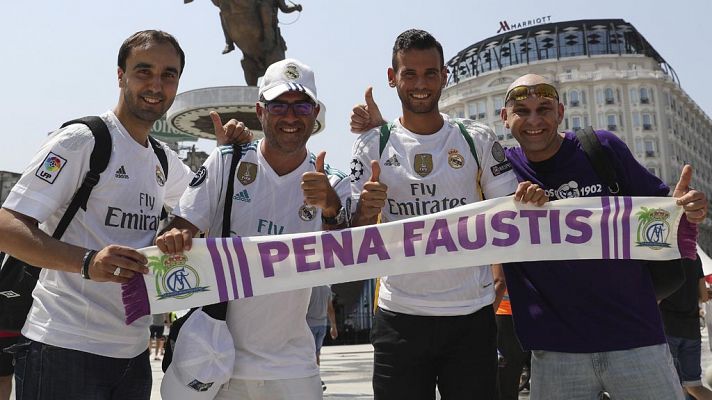 Telediario 1 - Los aficionados del Madrid toman Skopje