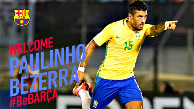 El FC Barcelona ha hecho oficial la contratación centrocampista brasileño José Paulo Bezerra 'Paulinho', por el que pagará 40 millones de euros al Guangzhou Evergrande chino y que firmará un contrato por cuatro temporadas.