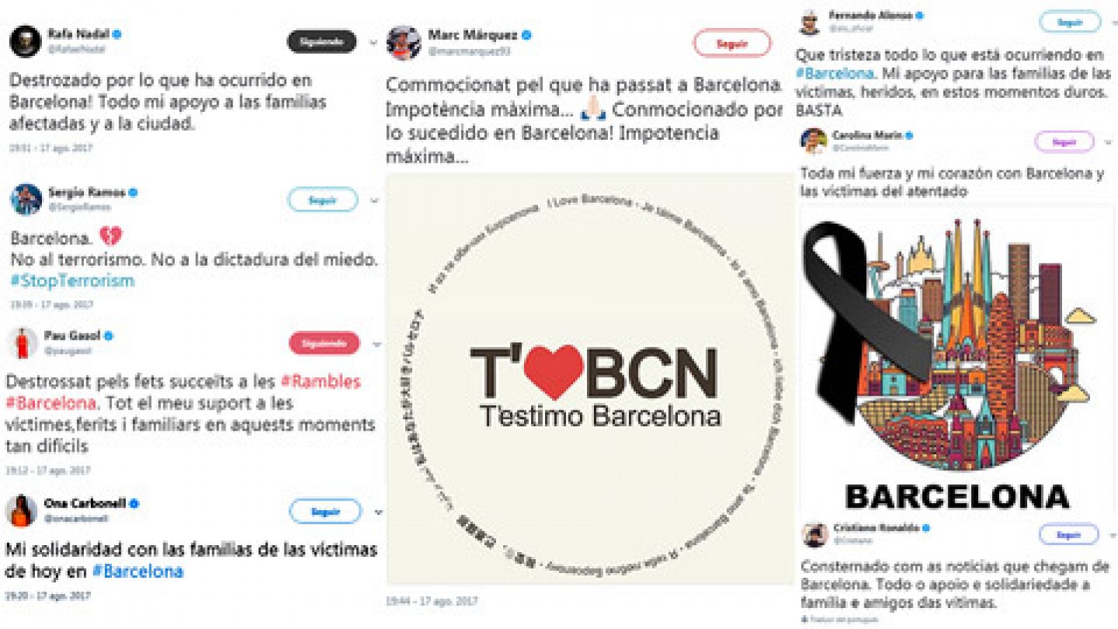 El atentado terrorista que ha tenido lugar durante la tarde de  este jueves en Barcelona, donde una furgoneta ha atropellado  violentamente y de forma indiscriminada a un grupo numeroso de  personas en Las Ramblas, ha ocasionado que el deporte españo