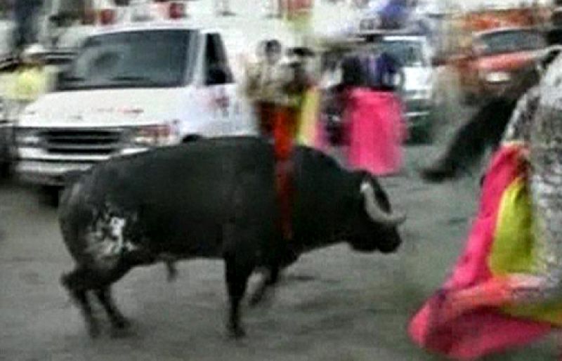 Susto en la plaza de toros