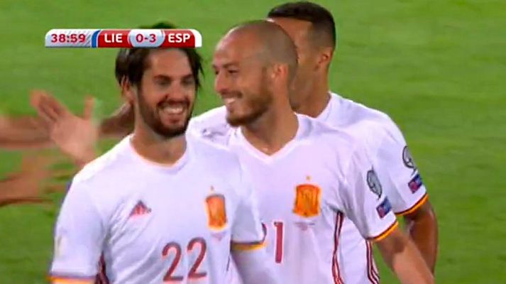 Liechtenstein 0-4 España. Minuto 39. Silva