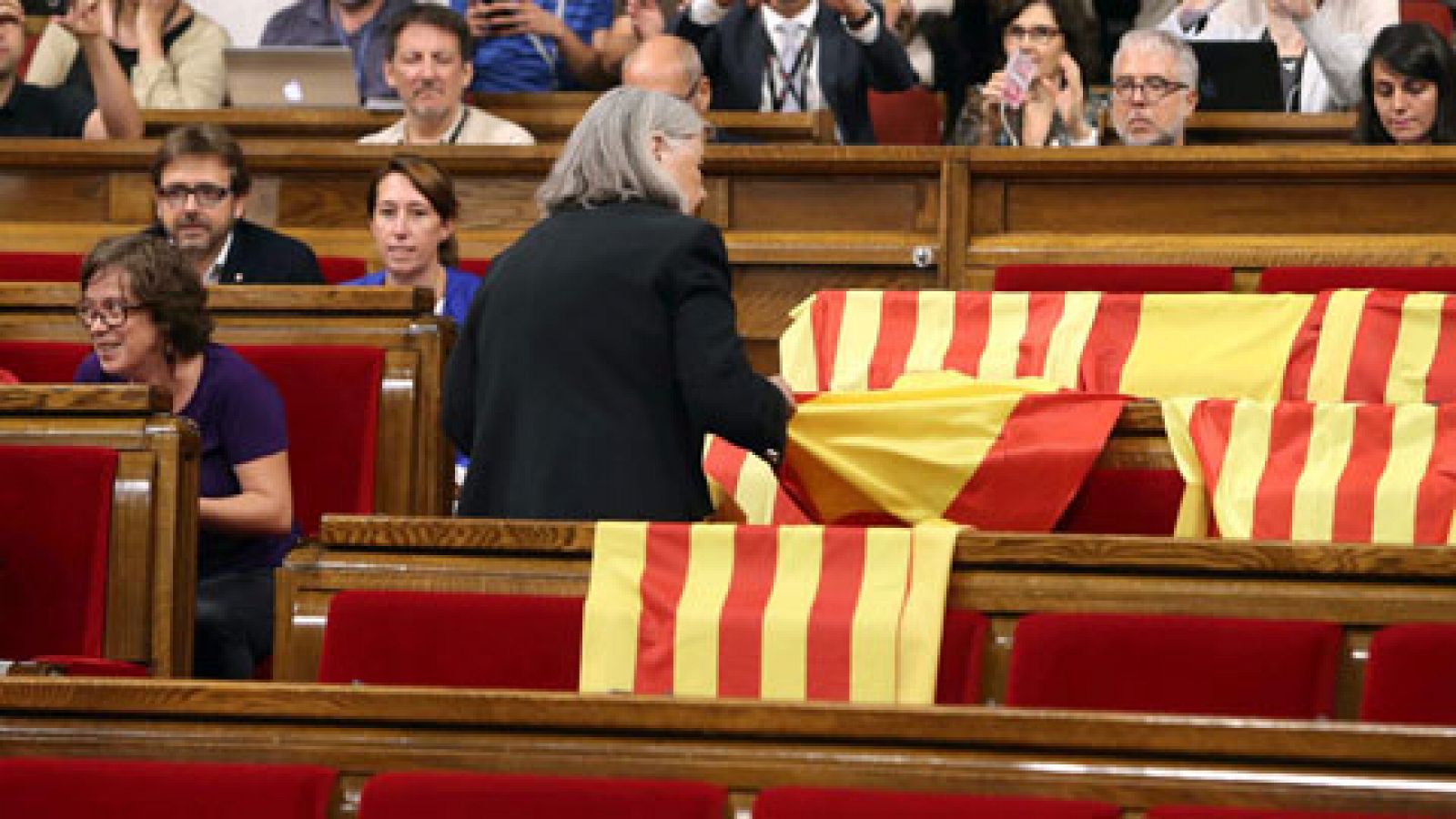 Telediario 1: Iglesias pide a la diputada que retiró banderas españolas que se disculpe y esta se niega | RTVE Play