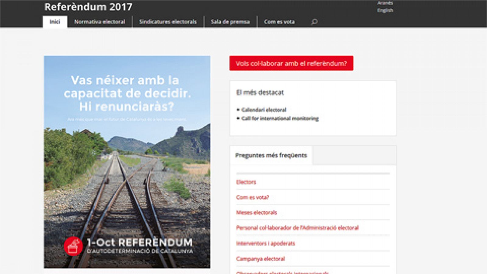 La web del referéndum se desactiva por orden judicial y Puigdemont la reabre en otra dirección