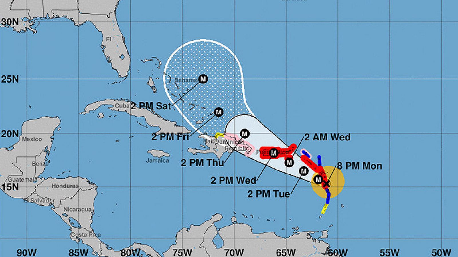 El huracán María oscila entre cateogría 4 y 5 en su avance por el Caribe