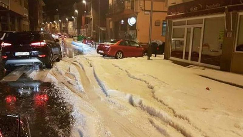 Una tormenta de pedrisco despide el verano en Teruel