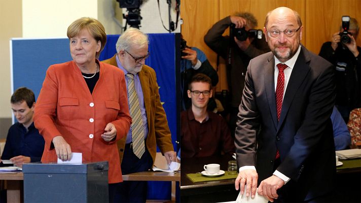 Telediario 1 - Merkel se perfila como vencedora en las elecciones alemanas