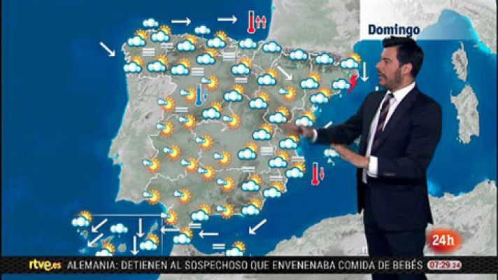 Domingo nuboso con chubascos en el noreste de Cataluña y en Baleares