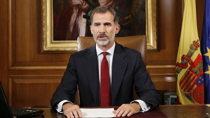 Telediario 1 - Felipe VI: "Autoridades de Cataluña han demostrado una deslealtad inadmisible con los poderes del Estado"