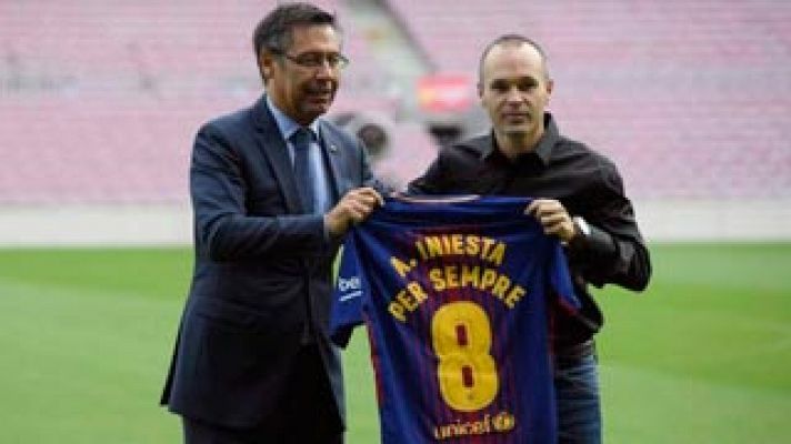 Telediario 1 - Iniesta renueva "de por vida" con el Barça