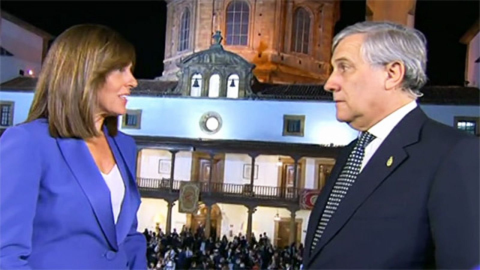 Telediario 1: Antonio Tajani: "El gobierno de Cataluña haría bien en dejar la idea de independencia" | RTVE Play