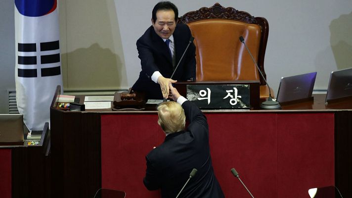 Telediario 1 - Trump ha lanzado mensajes directos a Kim Jong- un desde la tribuna de la Asamblea Nacional de Corea del Sur