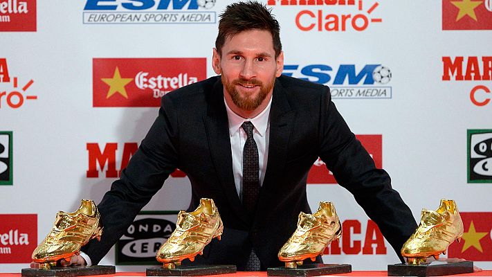Telediario 1 - Messi recibe su cuarta Bota de Oro en Barcelona