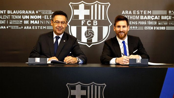 Telediario 1 - Messi renueva con el Barça hasta 2021
